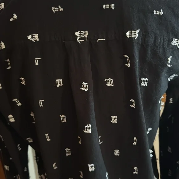 LOFT Black Top with White Details - Picture 3 of 5